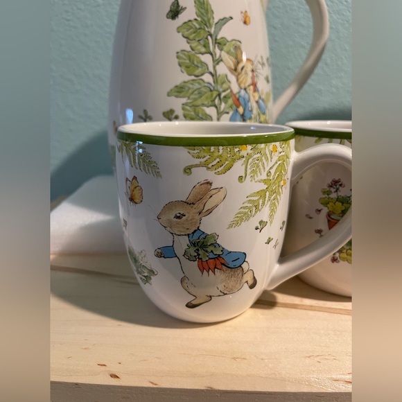 Pottery Barn Peter Rabbit Stoneware Set — Pitcher, 8 Mugs & 2 Serving Trays - Picture 7 of 16